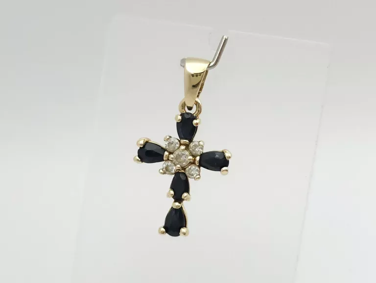 ZŁOTA ZAWIESZKA KRZYŻ CYRKONIE - 585 14K 2,05G
