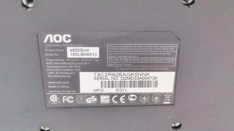 MONITOR LED AOC E950SWN 185LM00013