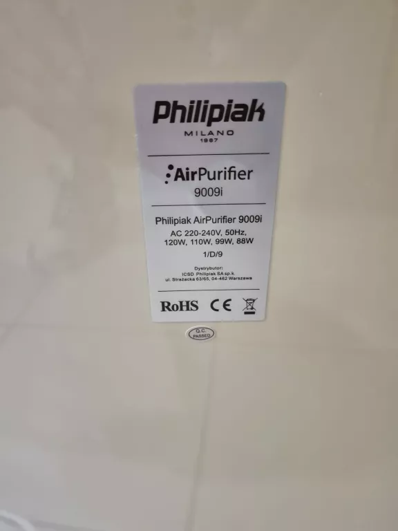 OCZYSZCZACZ POWIETRZA PHILIPIAK AIR PURIFIER 9009I
