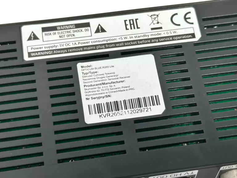 OPTICUM BLUE R265 LITE DVB-T2/HEVC/H.265 DEKODER