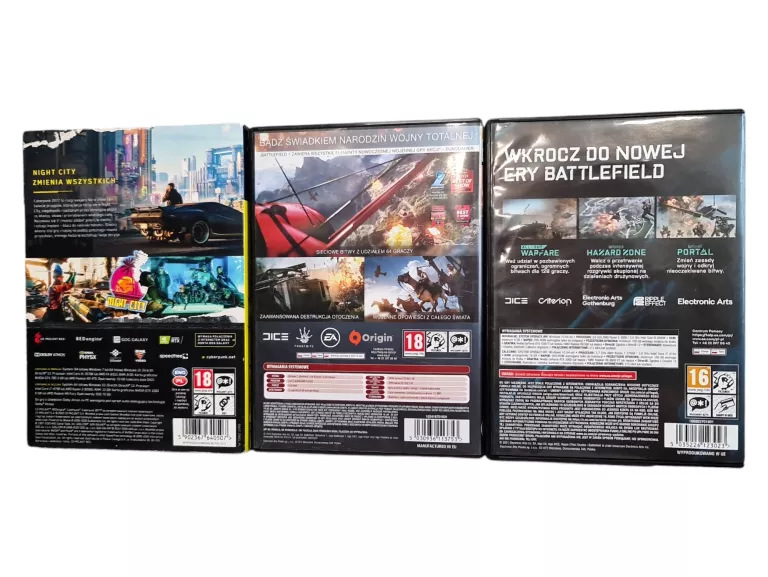 ZESTAW 3 GIER NA PC CYBERPUNKT BATTLEFIELD 1 BATTLEFIELD 2042