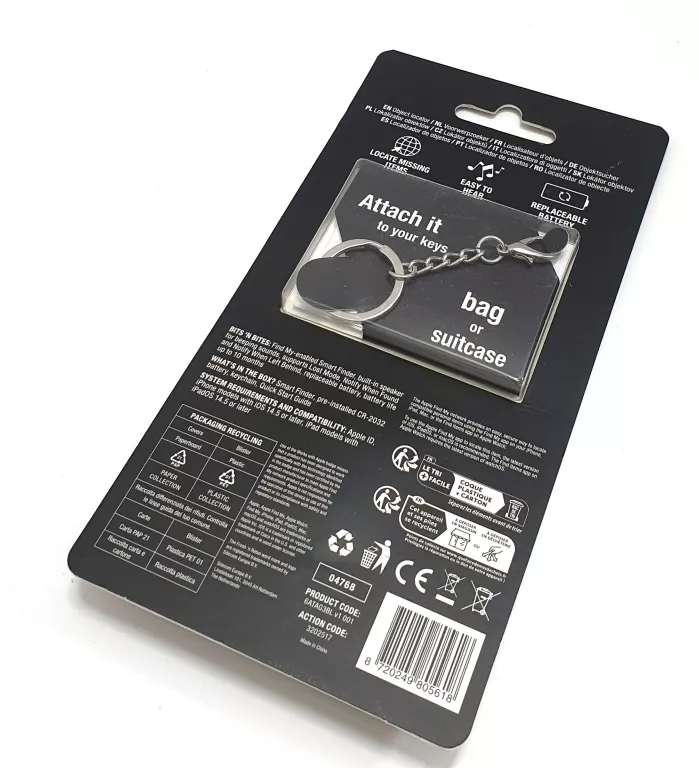 LOKALIZATOR KLUCZY GPS SMART BT FINDER AIRTAG APPLE MY FIND - CZARNY