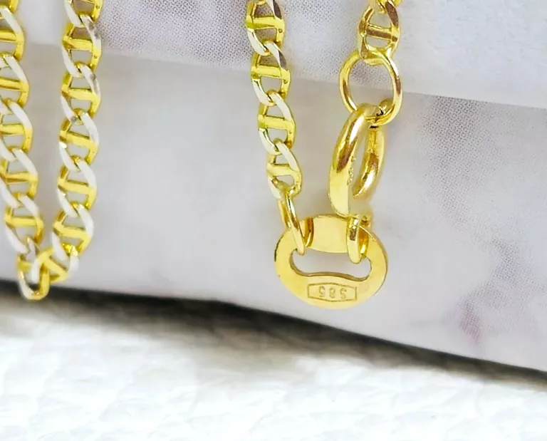 PRZEŚLICZNY LAŃCUSZEK GUCCI BIAŁE I ŻÓŁTE ZŁOTO P585 2,03G 45 CM