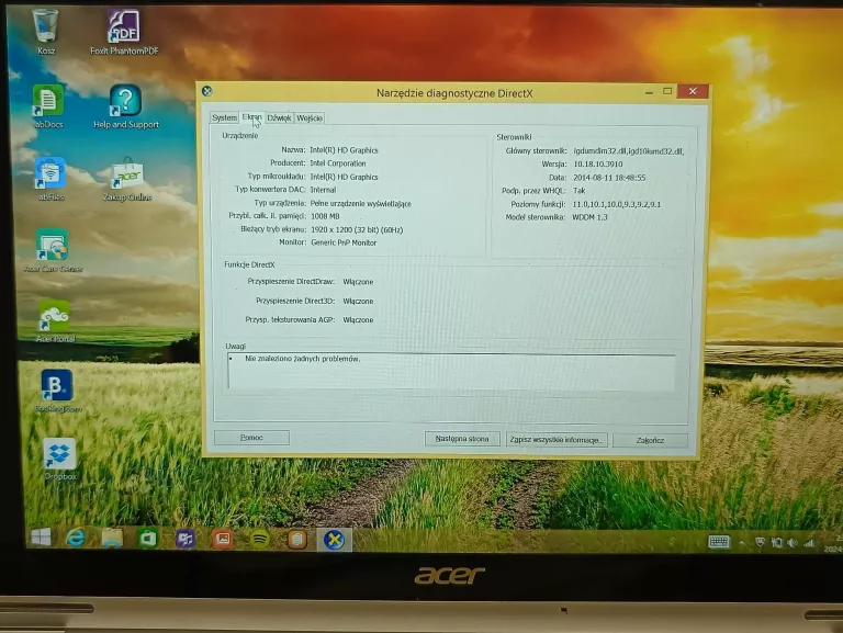 LAPTOP ACER ASPIRE SWITCH 10 2/500GB INTEL ATOM CPU INTEL HD GRAPHICS