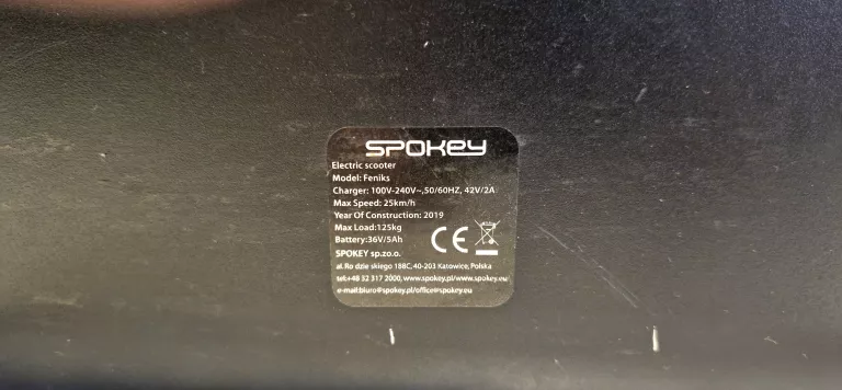 HULAJNOGA ELEKTRYCZNA SPOKEY FENIX AMORTYZOWANA