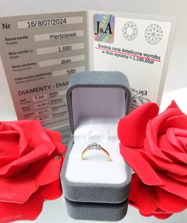 ZŁOTY PIERŚCIONEK Z BRYLANTAMI  585  1,67GR R13