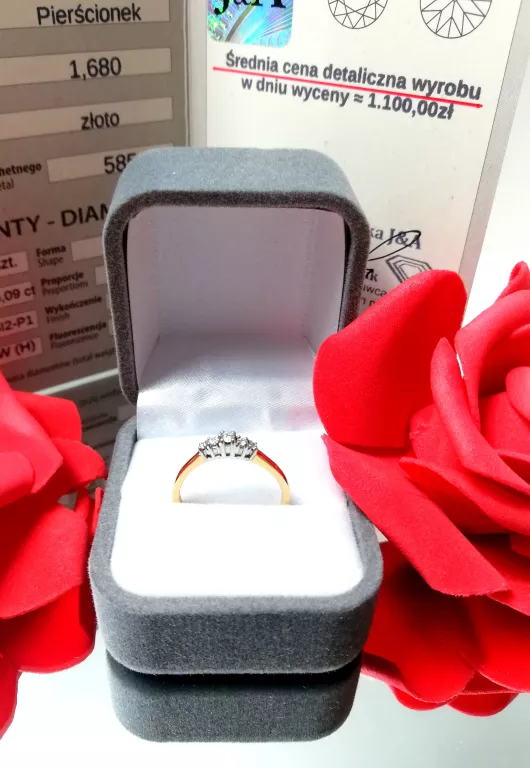 ZŁOTY PIERŚCIONEK Z BRYLANTAMI  585  1,67GR R13