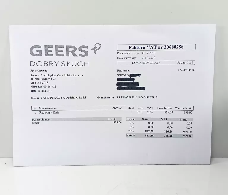 SŁUCHAWKI BT WZMACNIAJĄCE DŹWIĘK DLA NIEDOSŁYSZĄCYCH DO TV EARIS SETA-4100