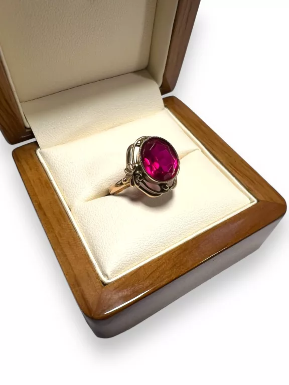 ZŁOTY PIERŚCIONEK Z RÓŻOWYM KAMIENIEM 3,61G/585/R16