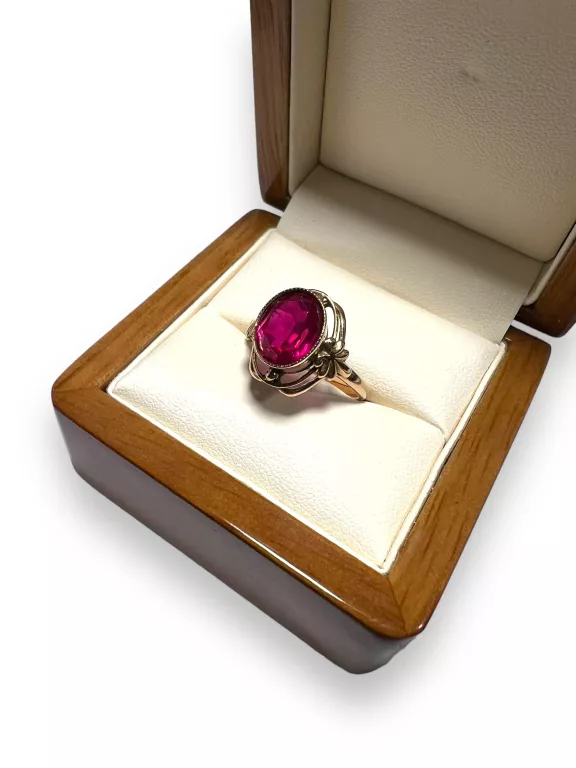 ZŁOTY PIERŚCIONEK Z RÓŻOWYM KAMIENIEM 3,61G/585/R16