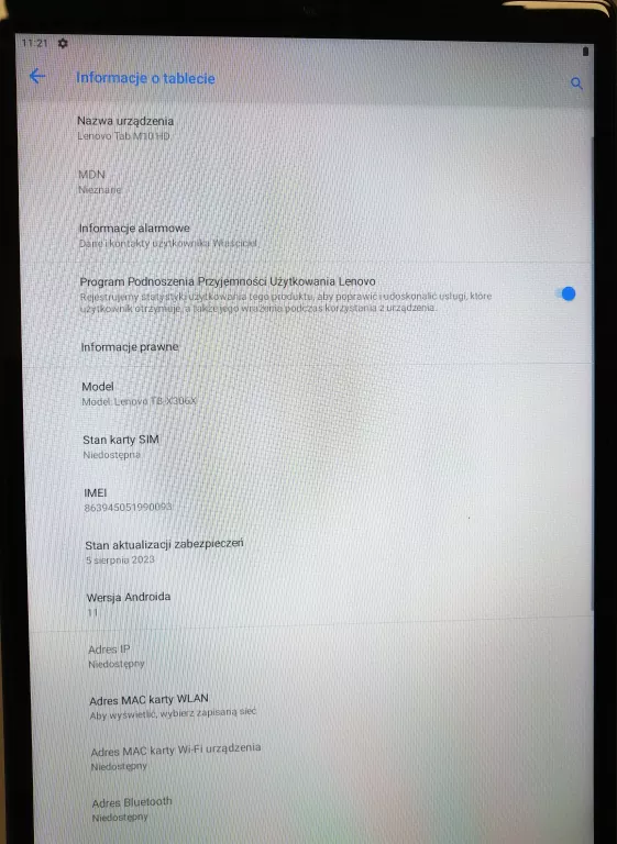 TABLET LENOVO TAB M10 HD 64GB KOMPLET
