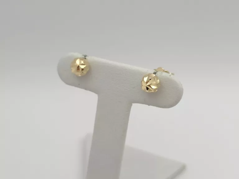 ZŁOTE KOLCZYKI DIAMENTOWE KULECZKI ŚR.5 MM - 585 14K 1,15G