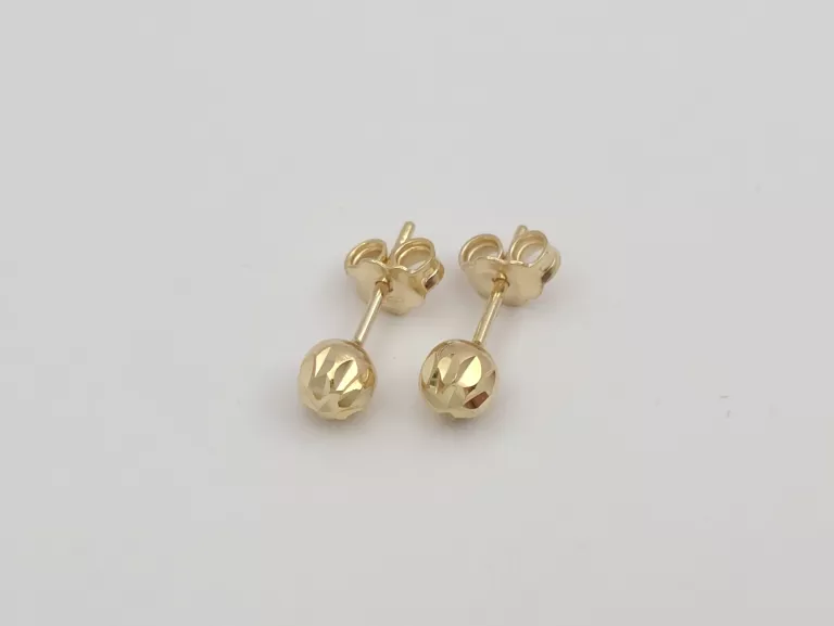 ZŁOTE KOLCZYKI DIAMENTOWE KULECZKI ŚR.5 MM - 585 14K 1,15G