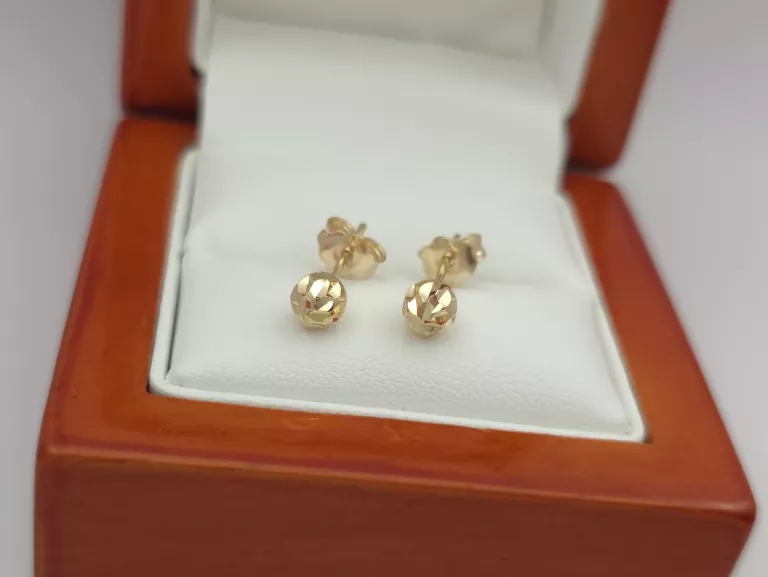 ZŁOTE KOLCZYKI DIAMENTOWE KULECZKI ŚR.5 MM - 585 14K 1,15G