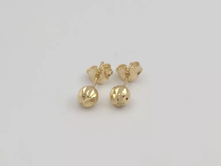 ZŁOTE KOLCZYKI DIAMENTOWE KULECZKI ŚR.5 MM - 585 14K 1,15G