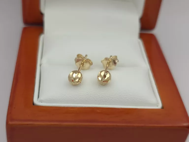 ZŁOTE KOLCZYKI DIAMENTOWE KULECZKI ŚR.5 MM - 585 14K 1,15G