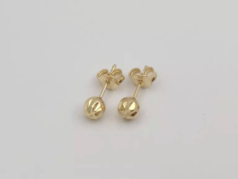 ZŁOTE KOLCZYKI DIAMENTOWE KULECZKI ŚR.5 MM - 585 14K 1,15G