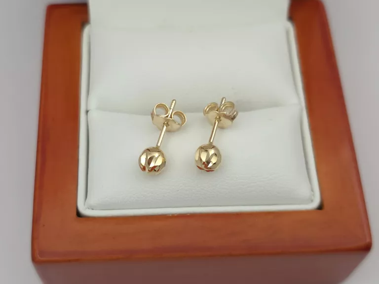 ZŁOTE KOLCZYKI DIAMENTOWE KULECZKI ŚR.5 MM - 585 14K 1,15G