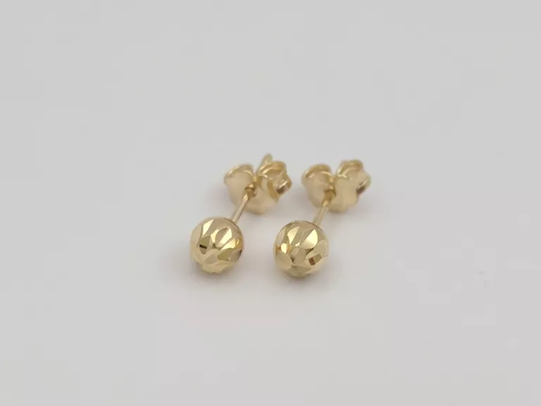 ZŁOTE KOLCZYKI DIAMENTOWE KULECZKI ŚR.5 MM - 585 14K 1,15G