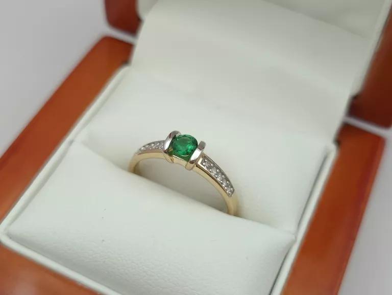 zloty-pierscionek-z-zielona-cyrkonia-585-14k-r16-230g-starowislna-16-krakow