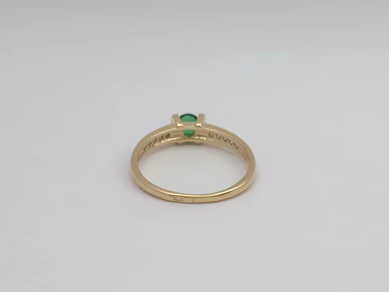 ZŁOTY PIERŚCIONEK Z ZIELONĄ CYRKONIĄ - 585 14K R.16 2,30G