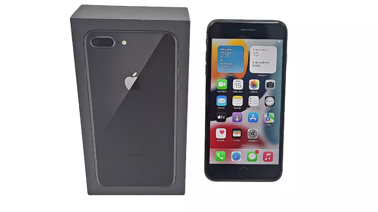 TELEFON APPLE IPHONE 8 PLUS 64GB 5,5" KOND BAT. 82% + SŁUCHAWKI