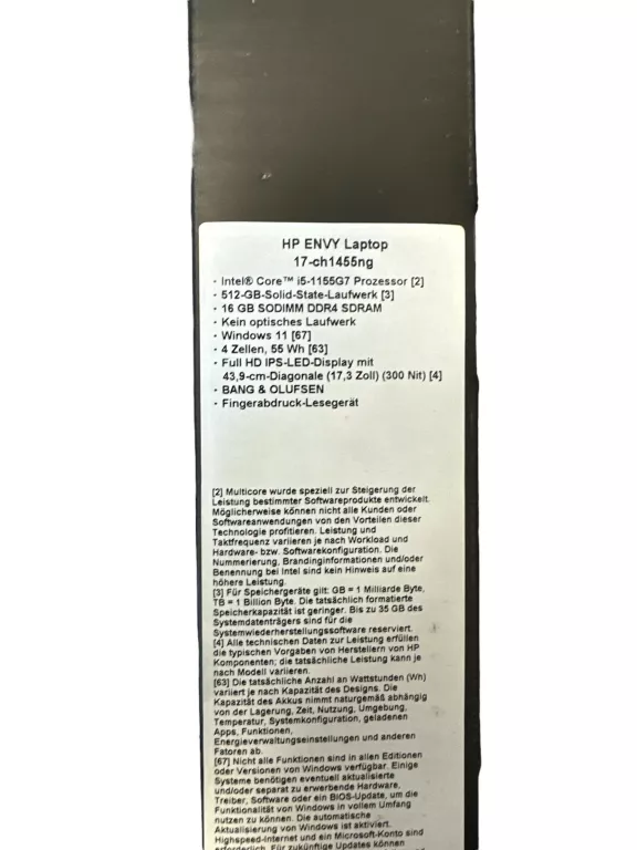 LAPTOP HP ENVY 17 I5 16GB 512 SSD
