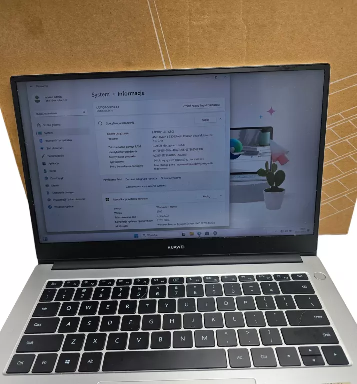 LAPTOP HUAWEI MATEBOOK D14 8/256,RYZEN 5 3500U !!!