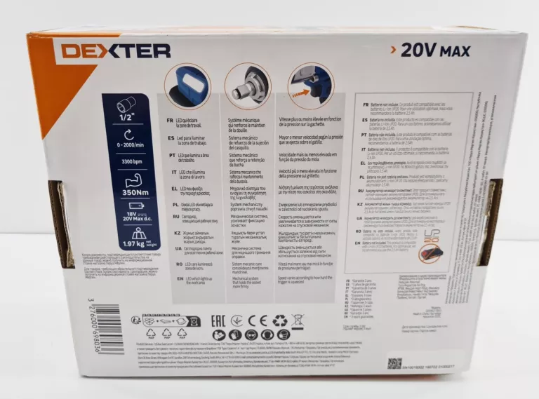 KLUCZ UDAROWY AKUMULATOROWY 20V 350NM DEXTER