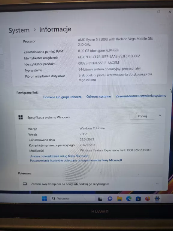 HUAWEI MATEBOOK D15  8 GB / 256 GB