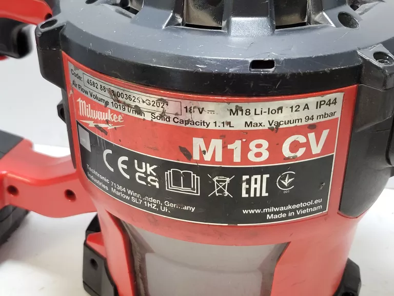 ODKURZACZ MILWAUKEE M18 CV+AKU+ŁAD