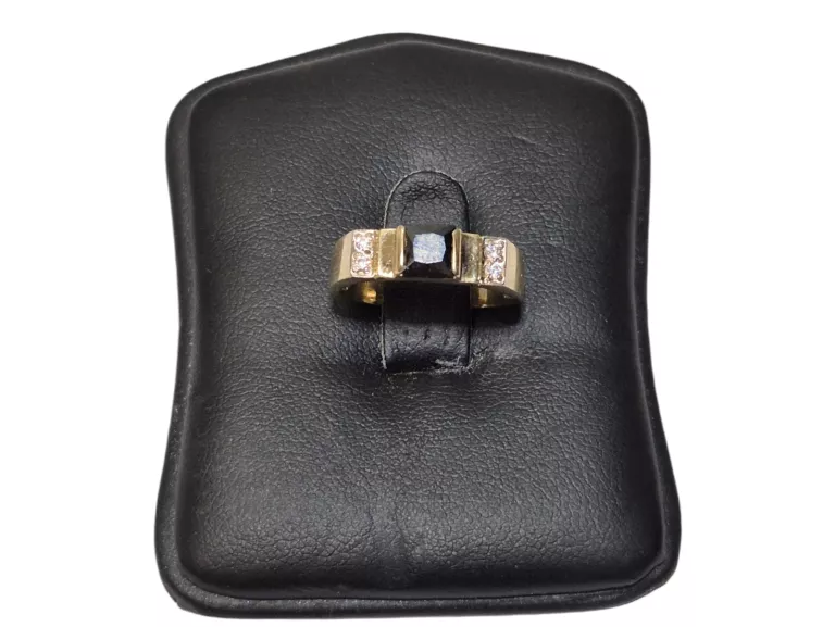 CIEKAWY MISTYCZNY ZŁOTY PIERŚCIONEK 585 3,08G R12 3,08G ONYKS + CYRKONIE