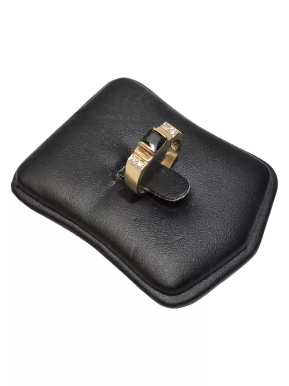 CIEKAWY MISTYCZNY ZŁOTY PIERŚCIONEK 585 3,08G R12 3,08G ONYKS + CYRKONIE