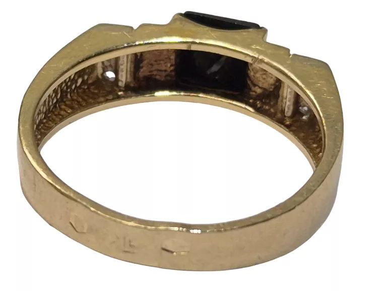 CIEKAWY MISTYCZNY ZŁOTY PIERŚCIONEK 585 3,08G R12 3,08G ONYKS + CYRKONIE