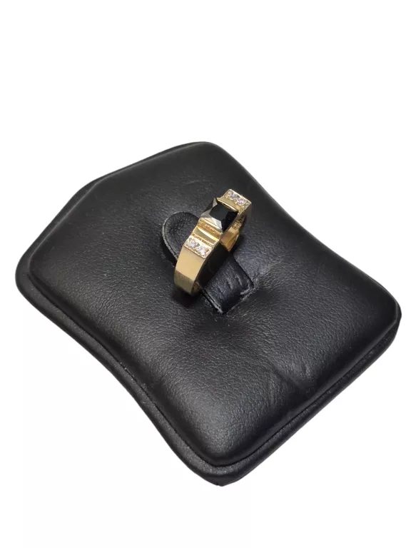 CIEKAWY MISTYCZNY ZŁOTY PIERŚCIONEK 585 3,08G R12 3,08G ONYKS + CYRKONIE