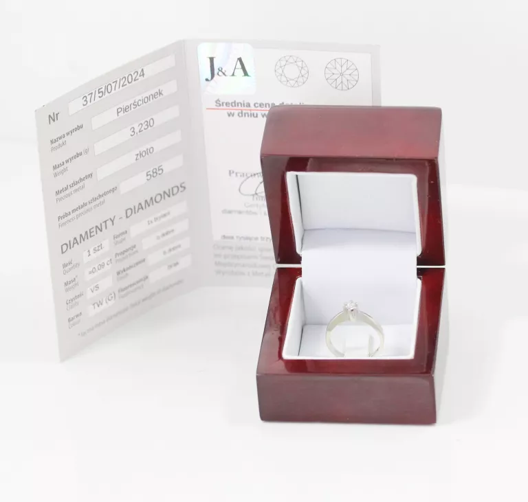 ZŁOTY PIERŚCIONEK DIAMENT 585 3,23G R15