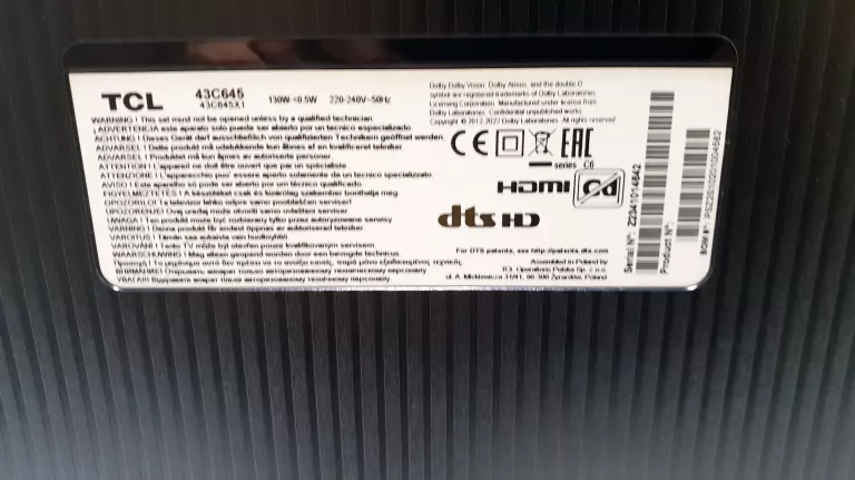 TELEWIZOR TCL 43C645 QLED 4K