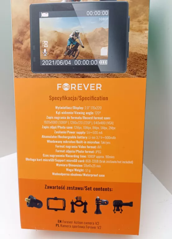 KAMERA SPORTOWA 1080P FULL HD FOREVER V2