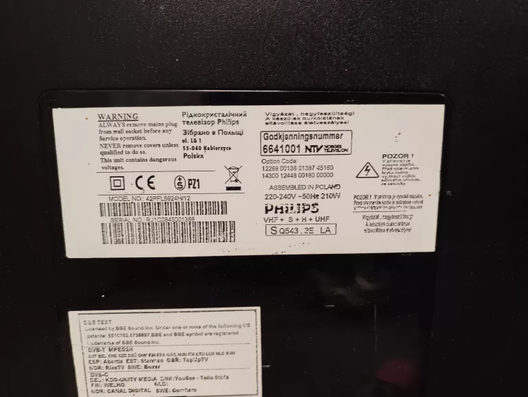 TELEWIZOR PHILIPS 42PFL5624H/12 KABEL, BRAK PODSTAWY I PILOTA