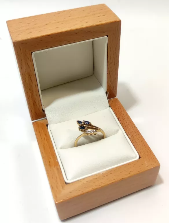 PIĘKNY ZŁOTY PIERŚCIONEK SZAFIRY/CYRKONIE 2,36G/585/R13