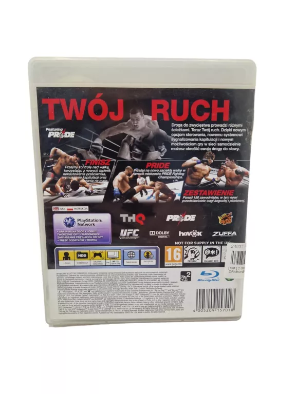 UFC UNDISPUTED 3 SONY PLAYSTATION 3 (PS3) PL