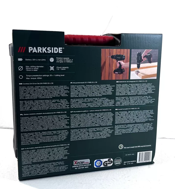 ZESTAW WIERTATKO WKRĘTARKA PARKSIDE PABS 20-LI G8
