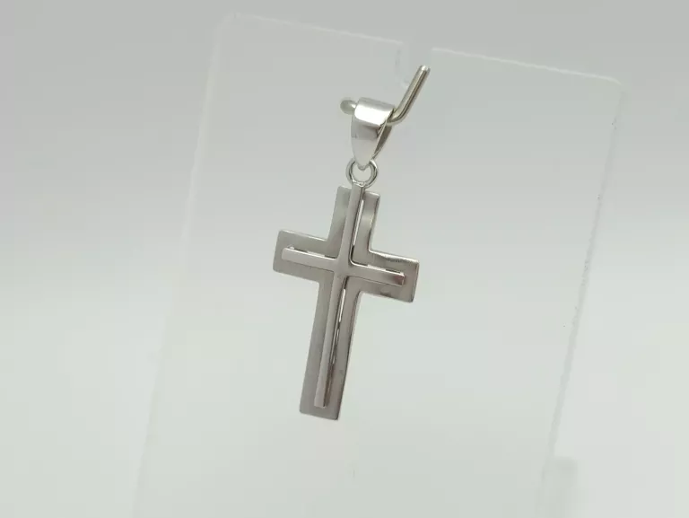 ZAWIESZKA Z BIAŁEGO ZŁOTA KRZYŻ - 585 14K 0,89G