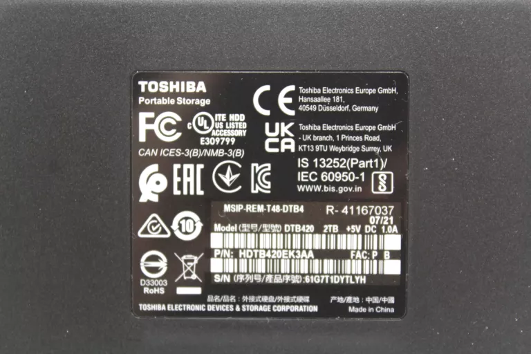 DYSK ZEWNĘTRZNY TOSHIBA CANVIO BASICS 2TB