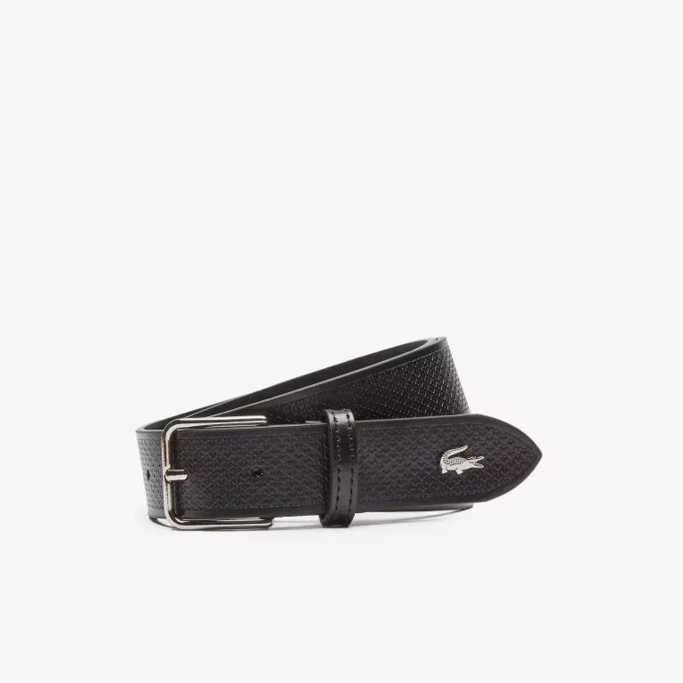 LACOSTE MĘSKI PASEK ZE SKÓRY NATURALNEJ LICOWEJ RC4028 CZARNY ROZM.80