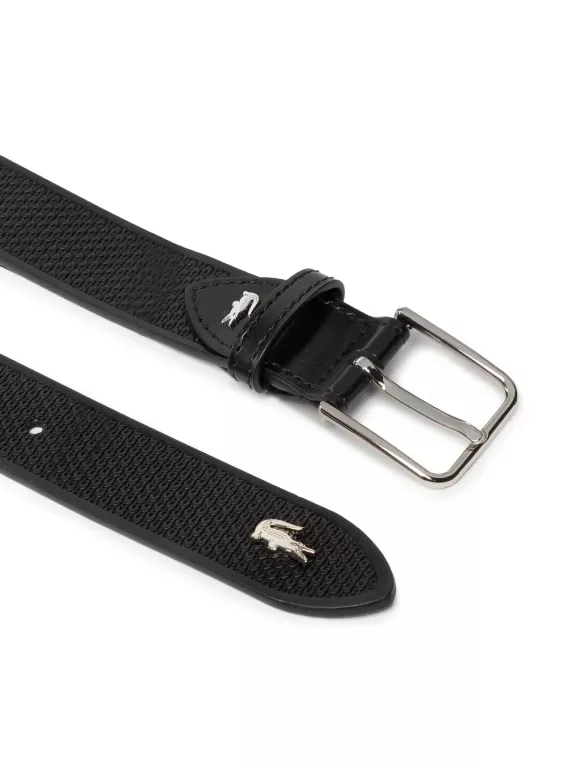 LACOSTE MĘSKI PASEK ZE SKÓRY NATURALNEJ LICOWEJ RC4028 CZARNY ROZM.80