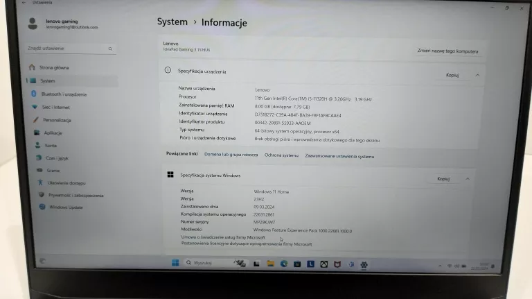 LAPTOP LENOVO IDEAPAD GAMING 3 15IHU6