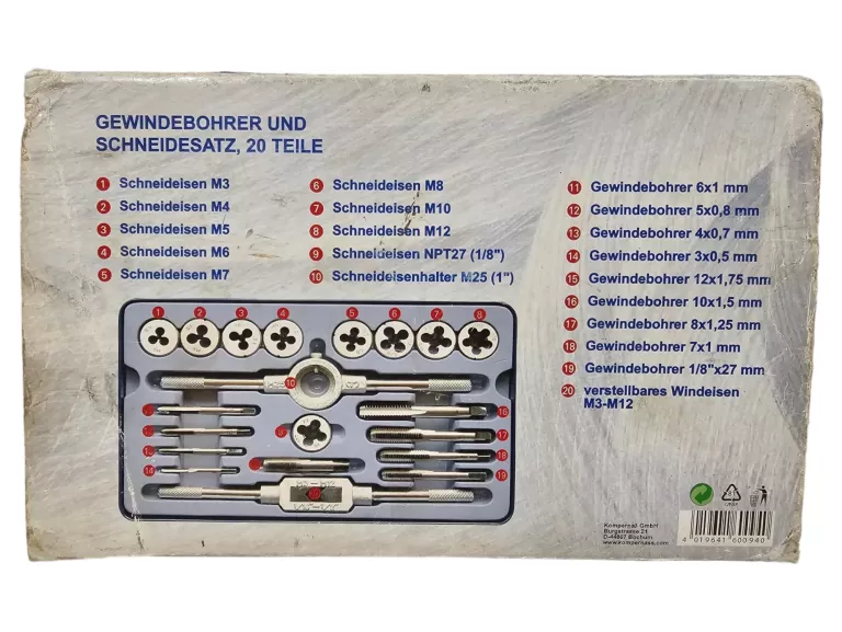 GWINTOWNIK Z NARZYNKAMI POWERFIX 20 ELEMENTÓW