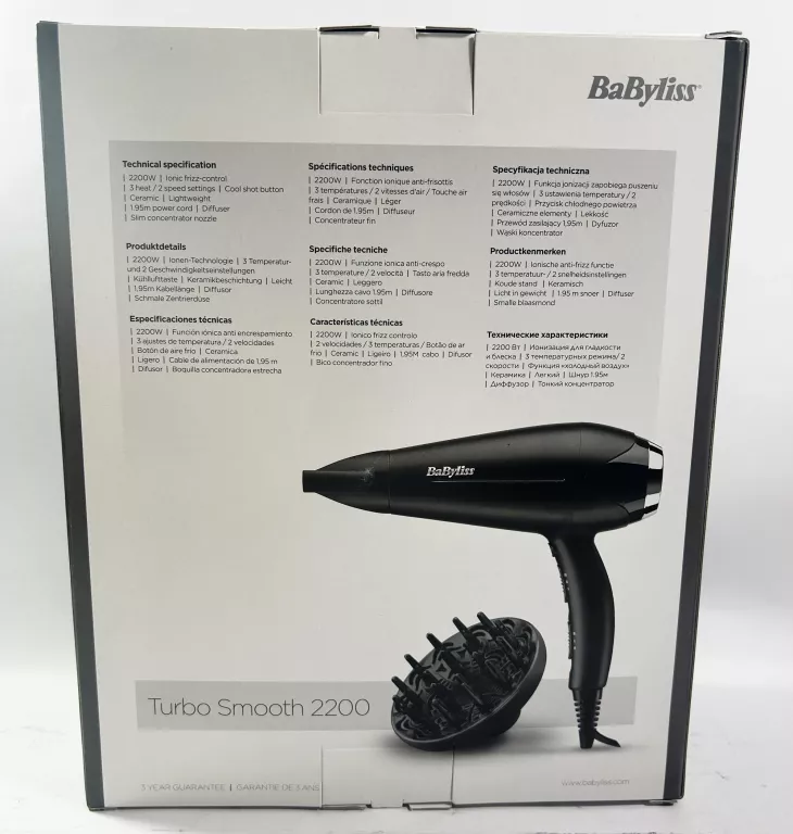 SUSZARKA BABYLISS SUSZARKA TURBO SMOOTH 2200W D572DE