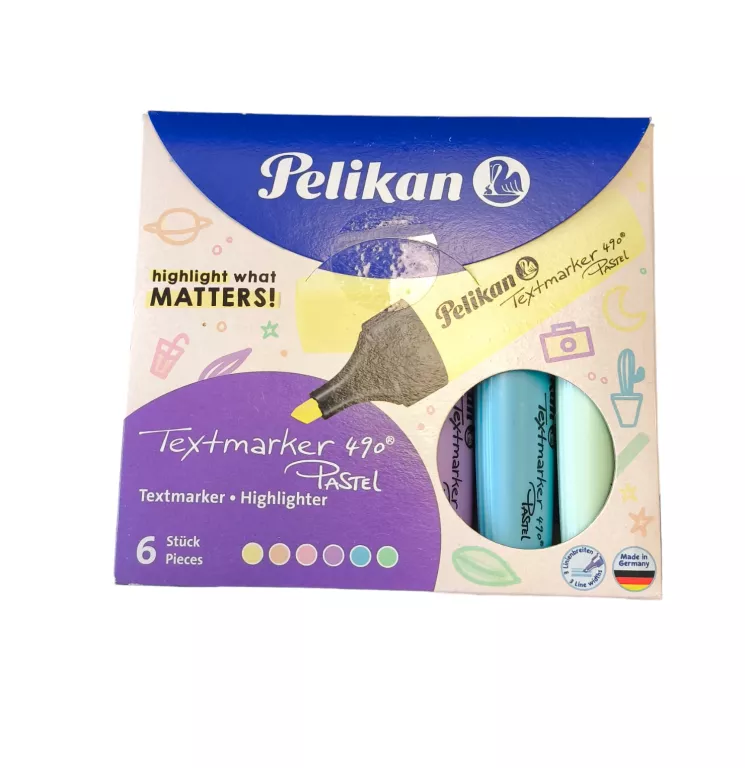 ZAKREŚLACZE PASTELOWE KOLORY PELIKAN 6 SZT.